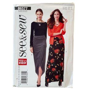 Butterick See & Sew B6577 Womens Wrap &‎ Maxi Skirt Sewing Pattern Sizes 6-22